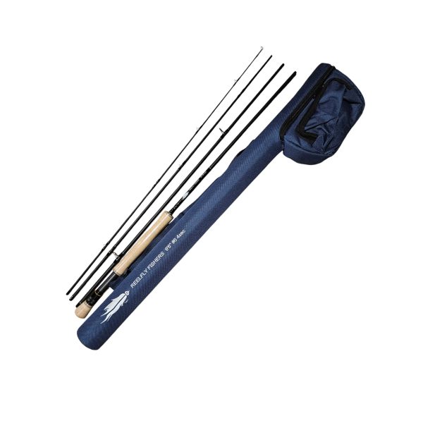 ReelFlyFishers 6-weight fly rod with blue Cordura carrying bag